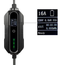 Lataa kuva gallerianäkymään, Sähköauton latauslaite - pituus 10 metriä - Type2 latausasema - 1-vaihe 3,7 kW suko 1x16A – Kannettava Type-2 laturi