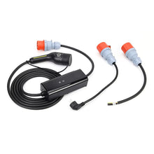 Lataa kuva gallerianäkymään, Sähköauton latauslaite voimavirtaan – pituus 15 metriä – 3-vaihe 11kW 3x16A – Type2 auton latausasema kotiin – Kannettava Type-2 sähköauton laturi ajastimella – sisältää suko adapterin