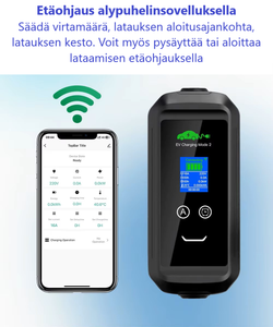 Sähköauton latauslaite - wifi-yhteys älypuhelin-sovelluksella - pituus 10 metriä - Type2 latausasema - 1-vaihe 3,6 kW suko 1x16A – Kannettava Type-2 laturi ajastimella - ilmainen toimitus