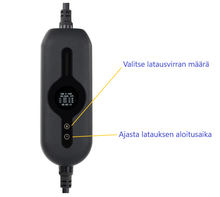 Lataa kuva gallerianäkymään, Sähköauton latauslaite voimavirtaan - pituus 15 metriä - Type2 latausasema Schuko adapterilla - 11kW  3x16A - 3-vaihe CEE16A voimavirtapistoke – Kannettava Type 2 laturi ajastimella - maksuton toimitus