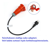 Lataa kuva gallerianäkymään, Sähköauton latauslaite voimavirtaan - pituus 15 metriä - Type2 latausasema Schuko adapterilla - 11kW  3x16A - 3-vaihe CEE16A voimavirtapistoke – Kannettava Type 2 laturi ajastimella - maksuton toimitus