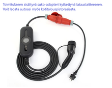 Lataa kuva gallerianäkymään, Sähköauton latauslaite voimavirtaan - pituus 15 metriä - Type2 latausasema Schuko adapterilla - 11kW  3x16A - 3-vaihe CEE16A voimavirtapistoke – Kannettava Type 2 laturi ajastimella - maksuton toimitus