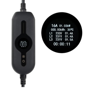 Sähköauton latauslaite voimavirtaan - pituus 15 metriä - Type2 latausasema Schuko adapterilla - 11kW  3x16A - 3-vaihe CEE16A voimavirtapistoke – Kannettava Type 2 laturi ajastimella - maksuton toimitus
