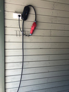 Sähköauton latauslaite voimavirtaan - pituus 5 tai 10 metriä - Type2 latausasema Schuko adapterilla - 11kW  3x16A - 3-vaihe CEE16A voimavirtapistoke – Kannettava Type-2 laturi ajastimella - maksuton toimitus
