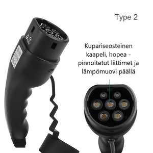 Sähköauton latauslaite voimavirtaan - pituus 5 tai 10 metriä - Type2 latausasema Schuko adapterilla - 11kW  3x16A - 3-vaihe CEE16A voimavirtapistoke – Kannettava Type-2 laturi ajastimella - maksuton toimitus