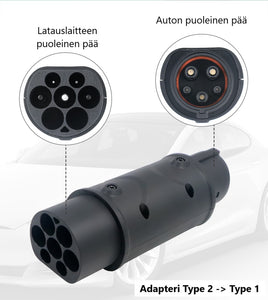 Adapteri Type 2 -> Type 1 - sovitin sähköauton latauslaitteeseen